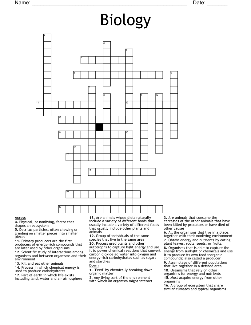 Biology Crossword
