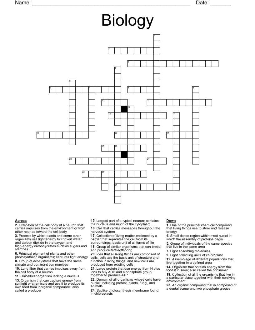 Biology Crossword