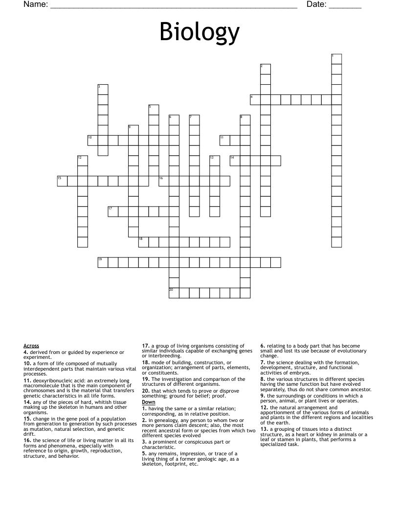 Biology Crossword