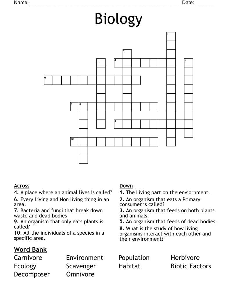 Biology Crossword