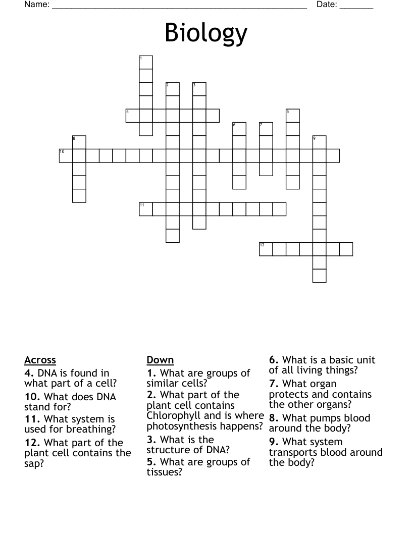 Biology Crossword