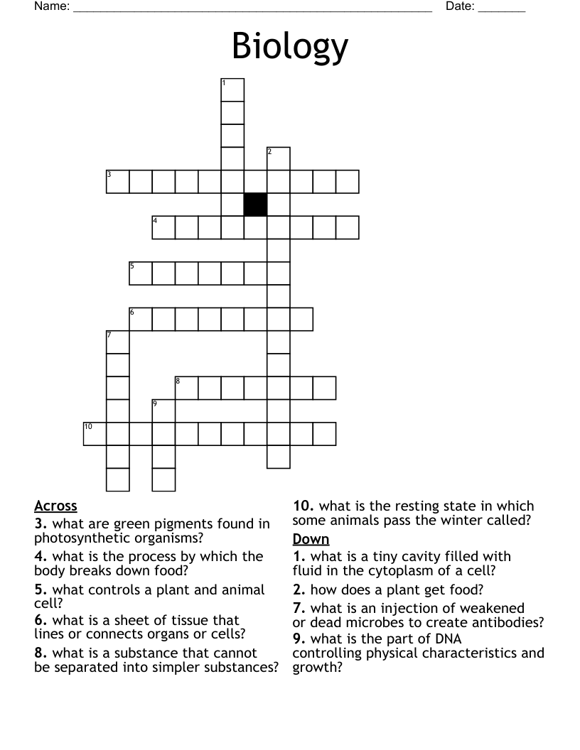 Biology Crossword