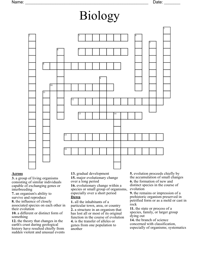 Biology Crossword