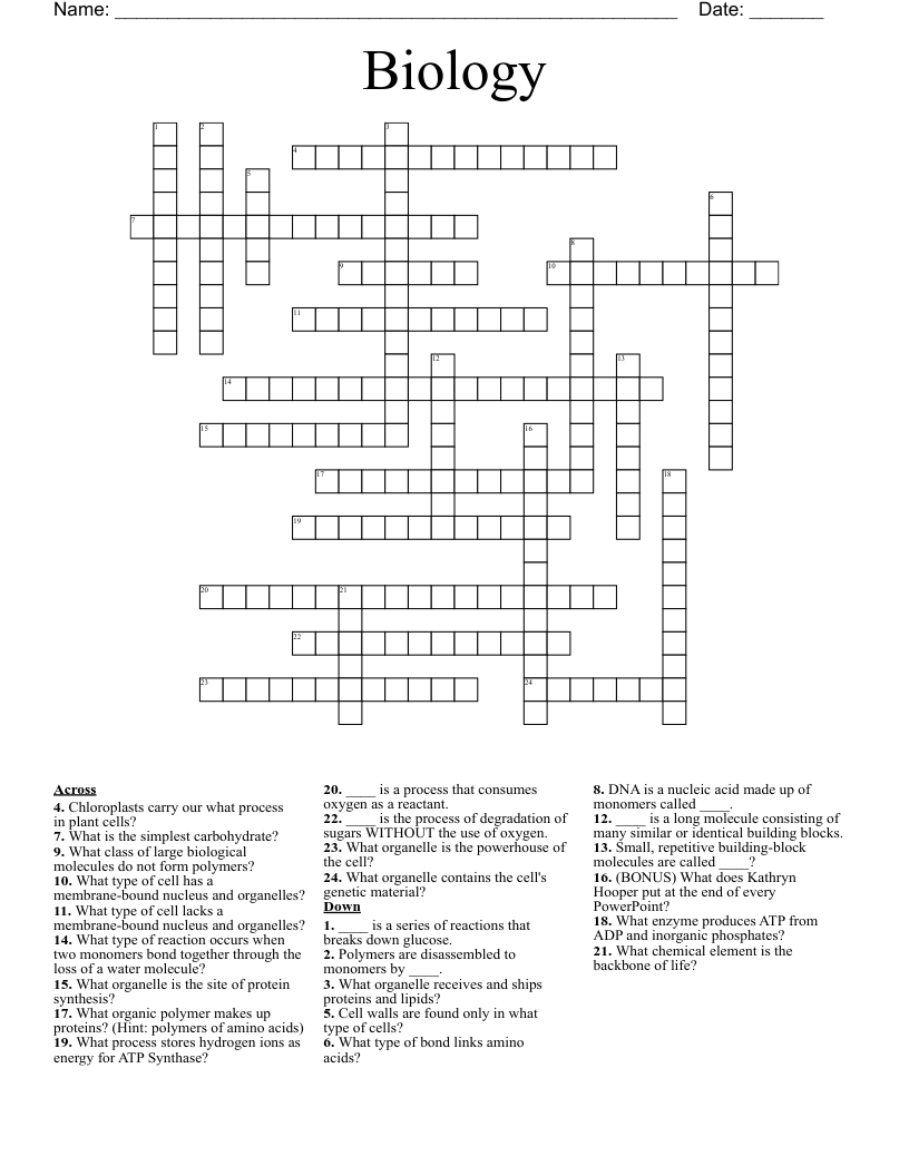 Biology Crossword