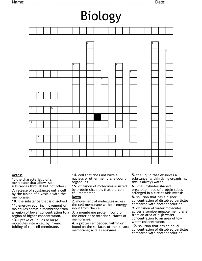 Biology Crossword