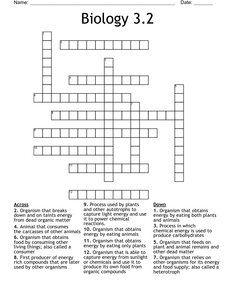 Biology 3.2  Crossword