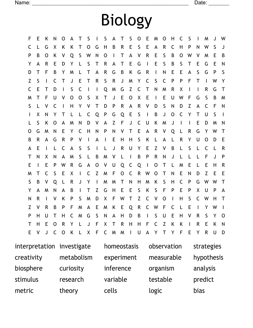 Biology Word Search