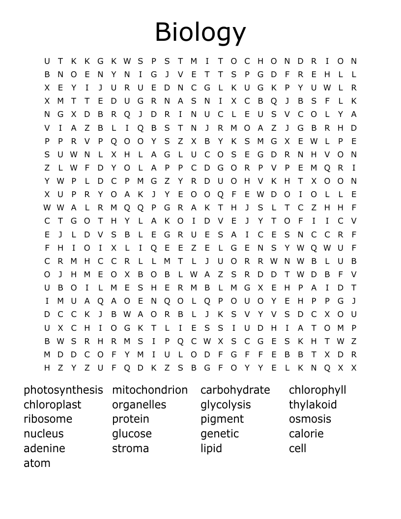 Biology Word Search