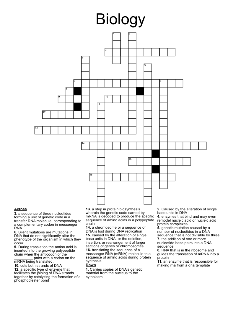 Biology Crossword