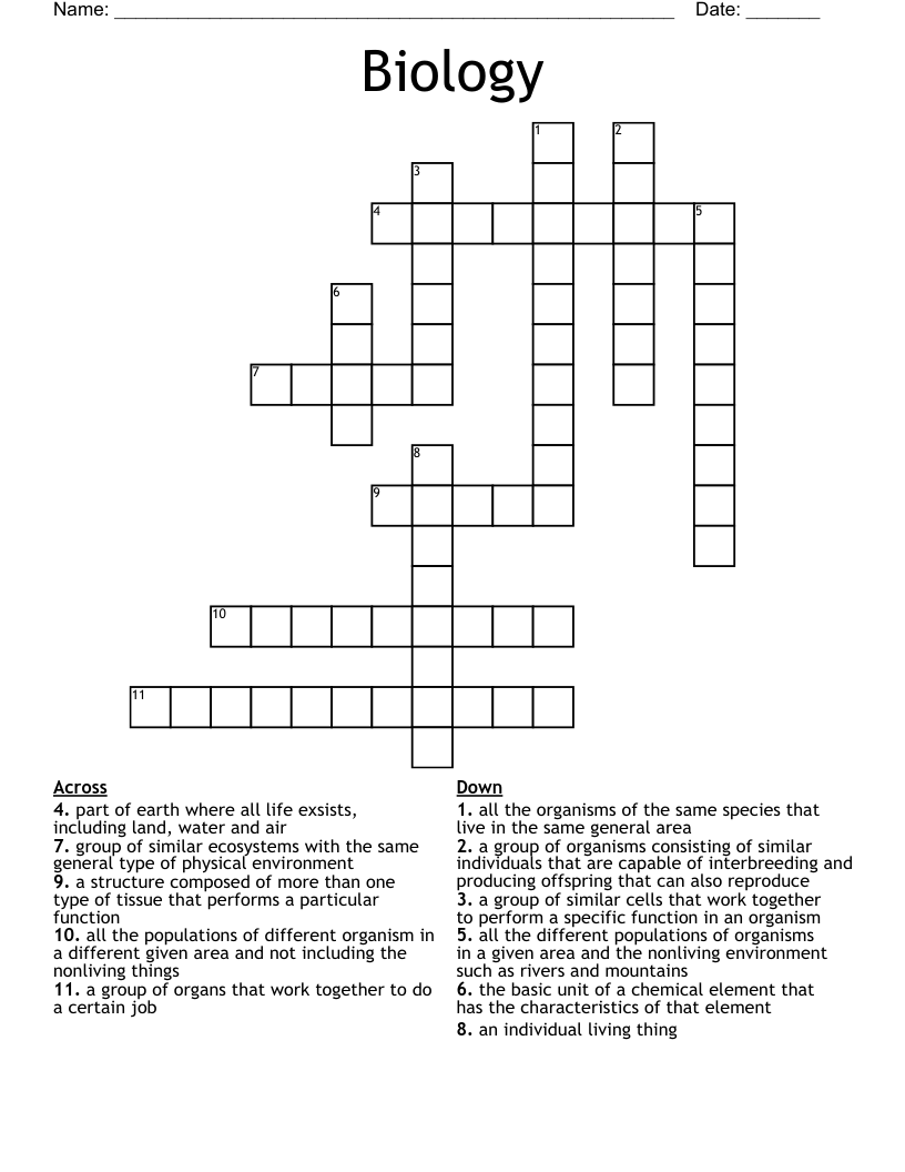 Biology Crossword