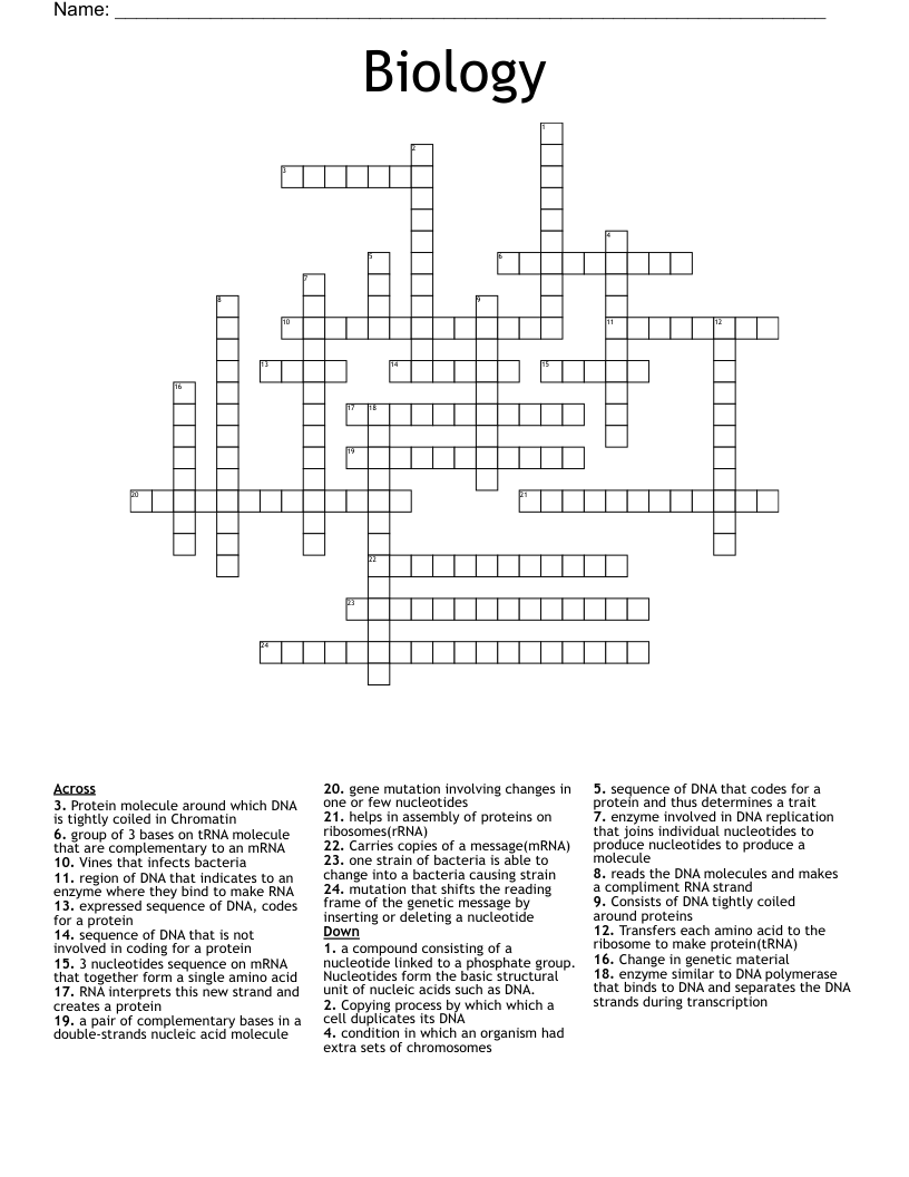 Biology Crossword