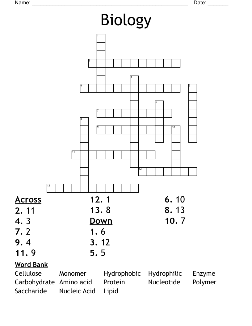 Biology Crossword