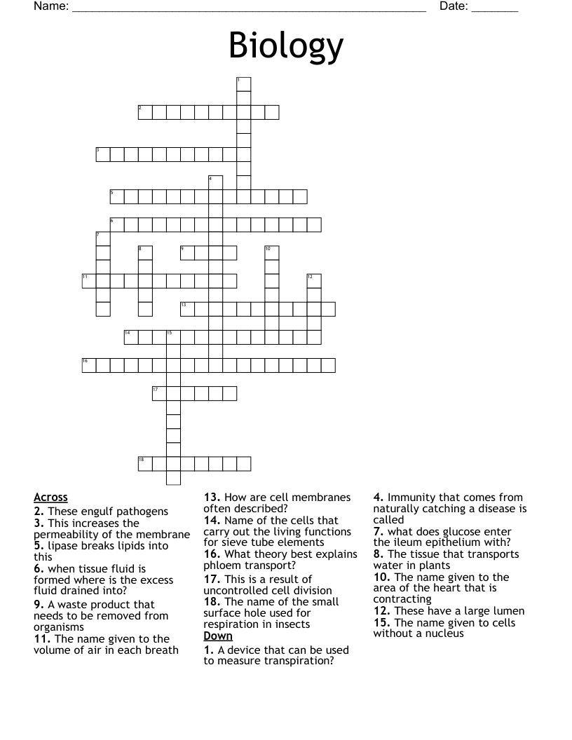 Biology Crossword