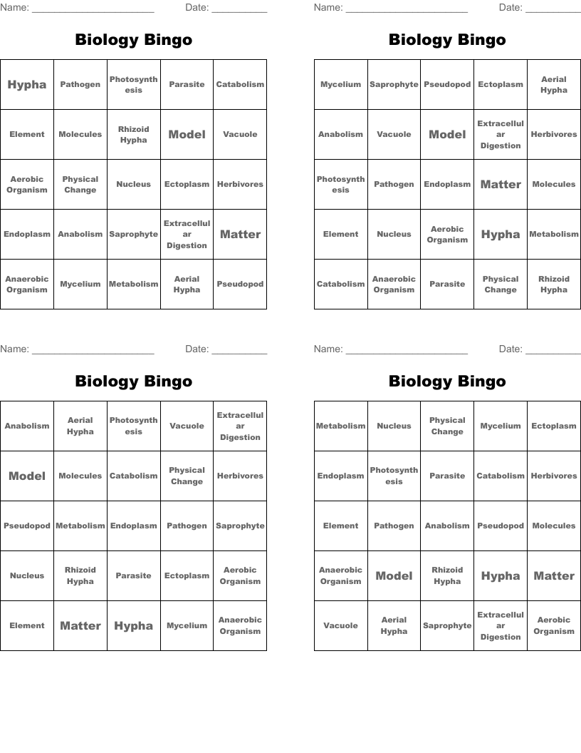 Biology Bingo
