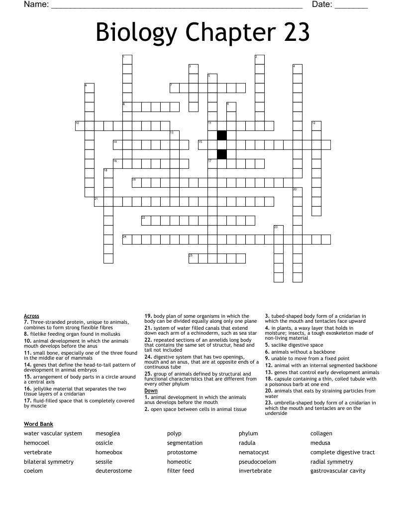 Biology Chapter 23  Crossword