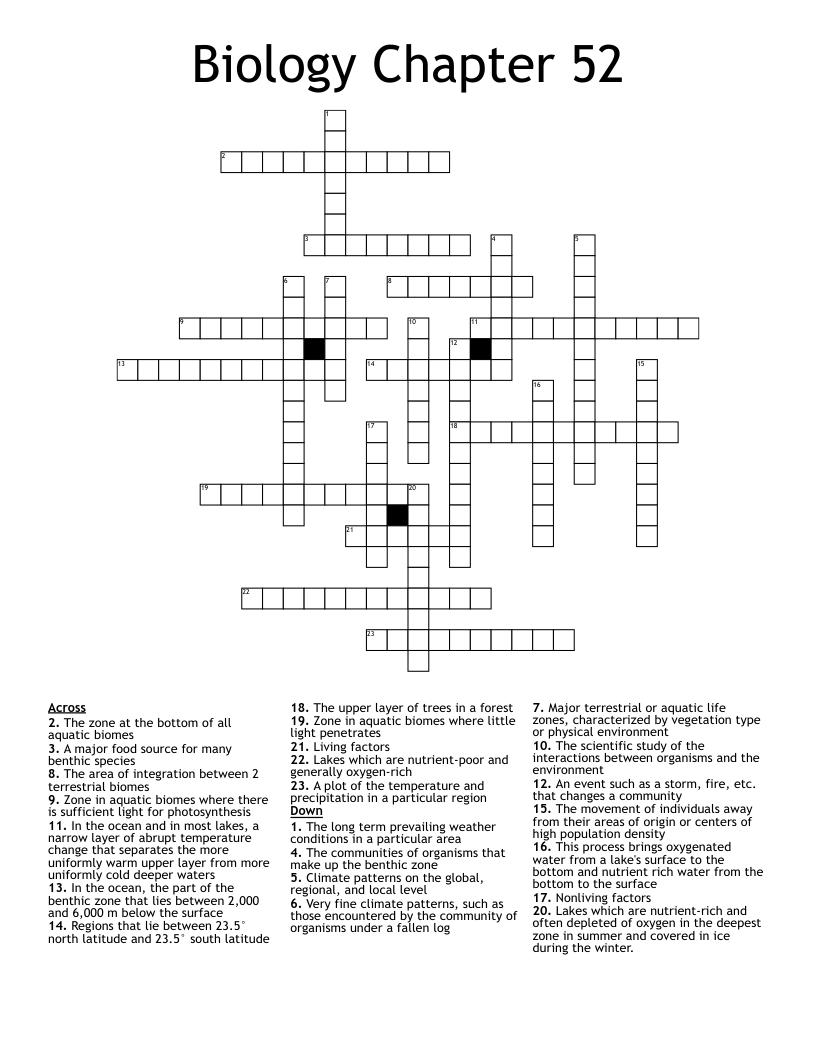 Biology Chapter 52 Crossword