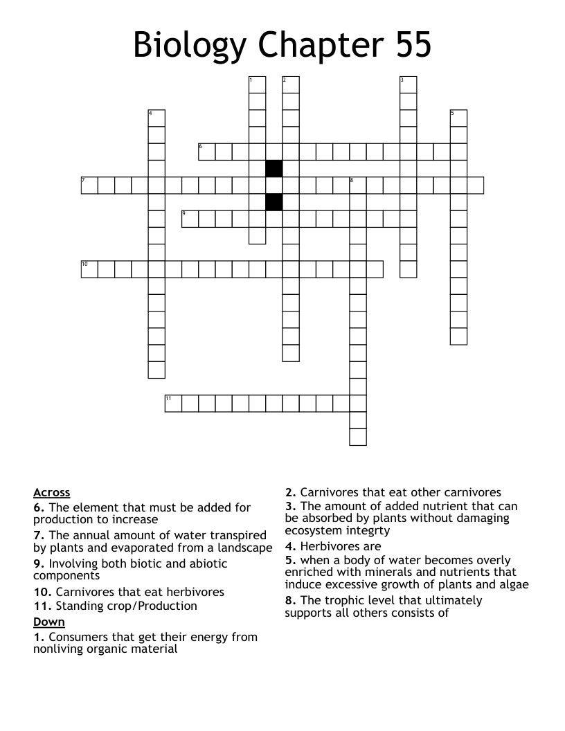 Biology Chapter 55 Crossword