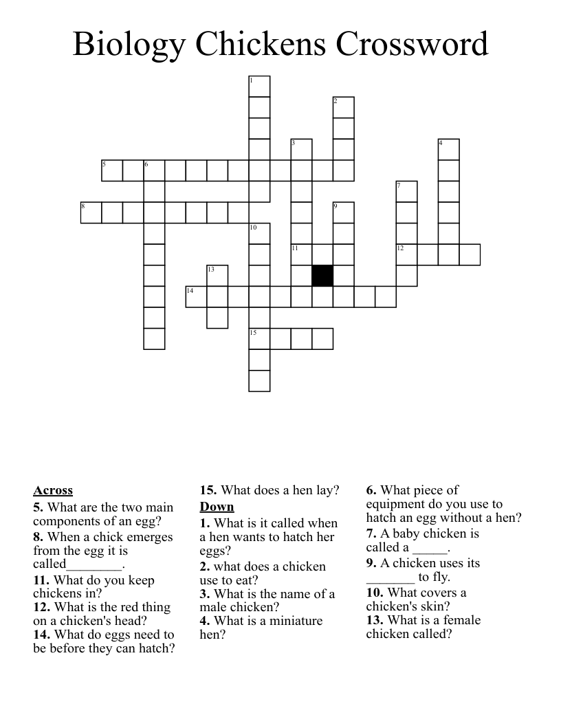 Biology Chickens Crossword