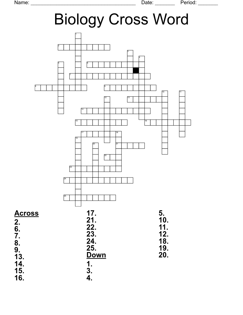 Biology Cross Word