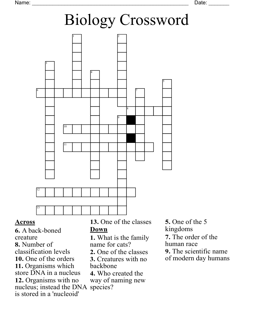 Biology Crossword