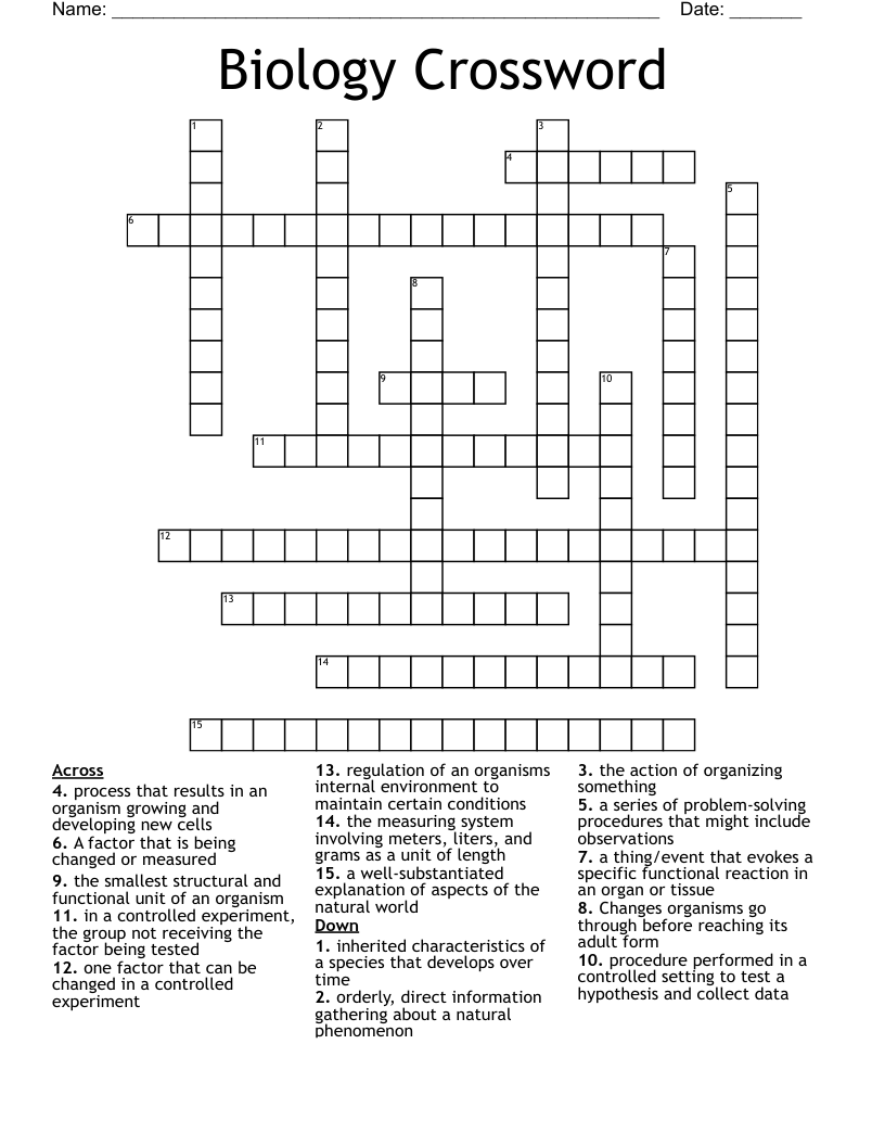 Biology Crossword