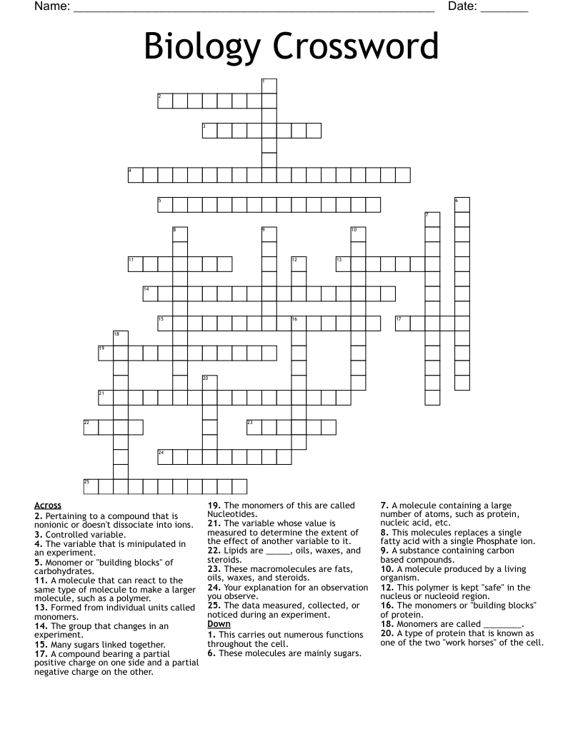Biology Crossword
