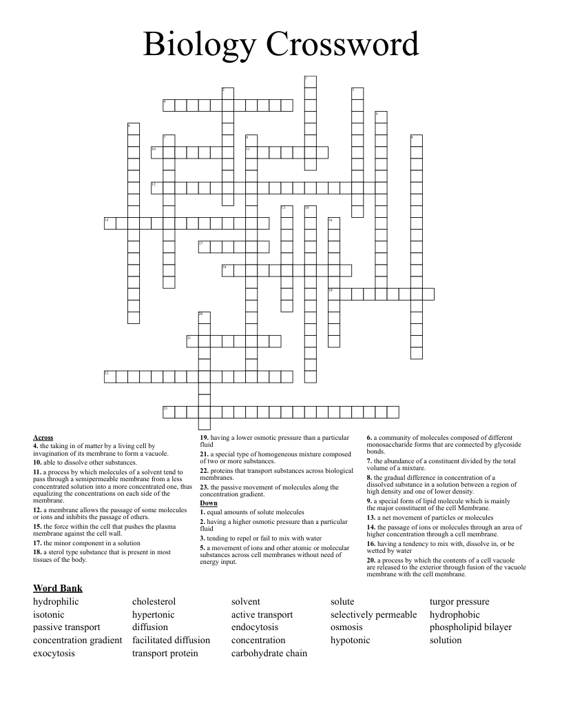 Biology Crossword