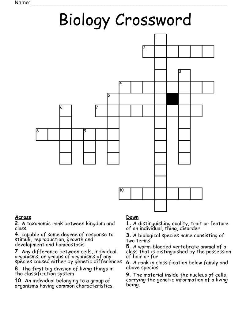 Biology Crossword