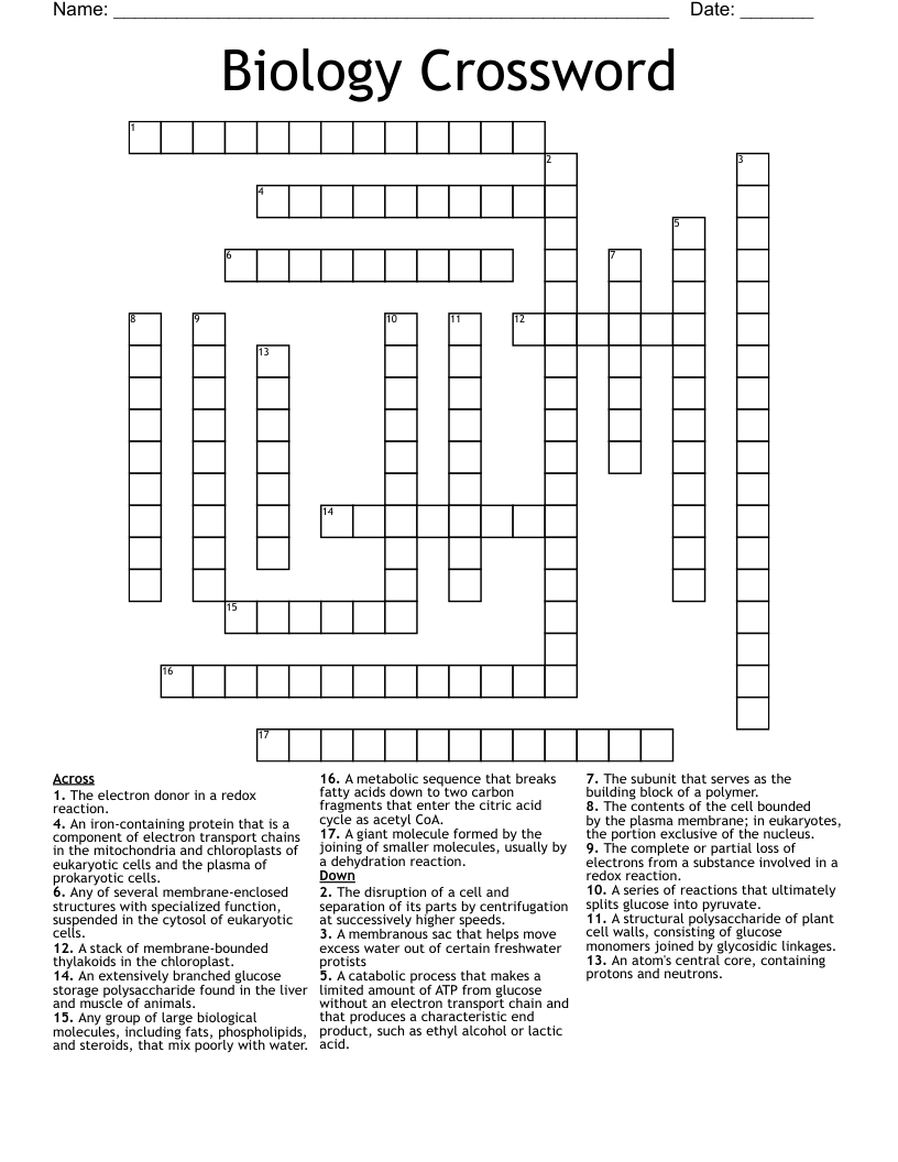 Biology Crossword