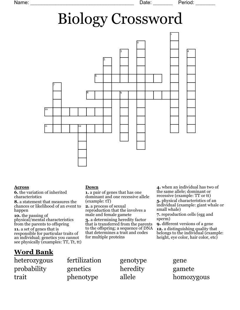 Biology Crossword