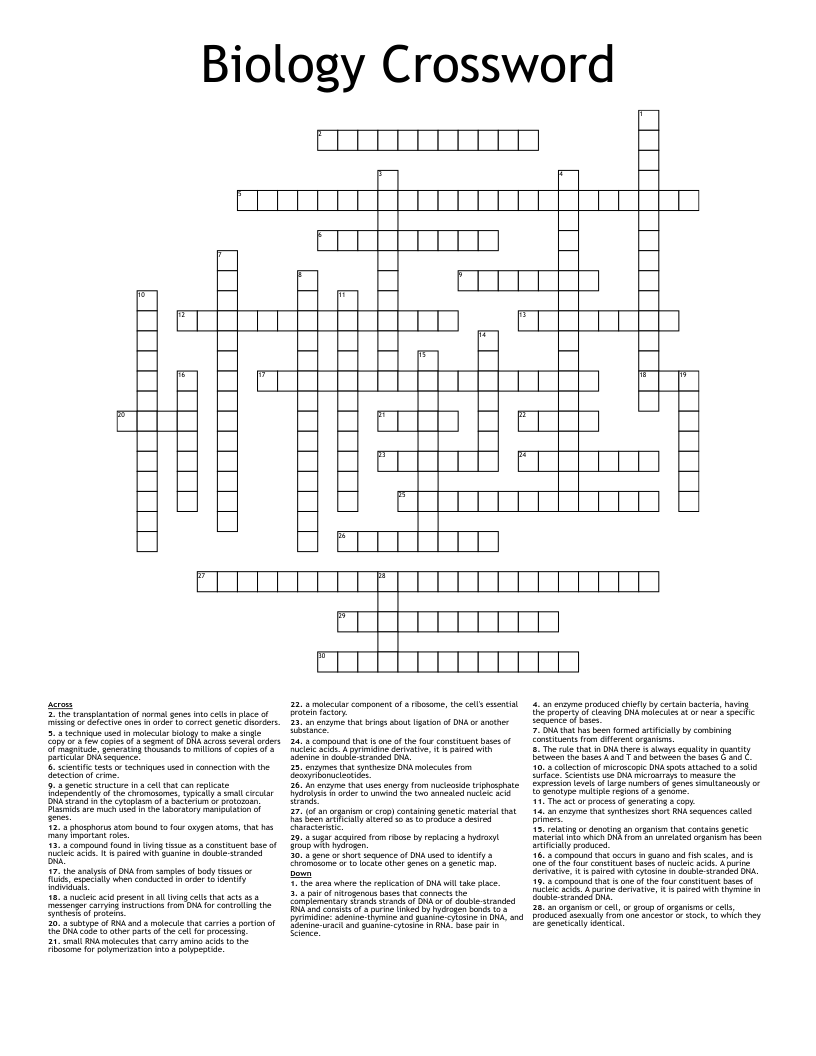 Biology Crossword