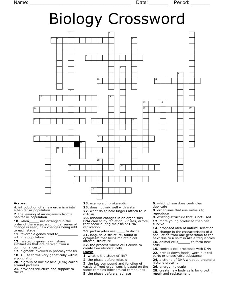 Biology Crossword