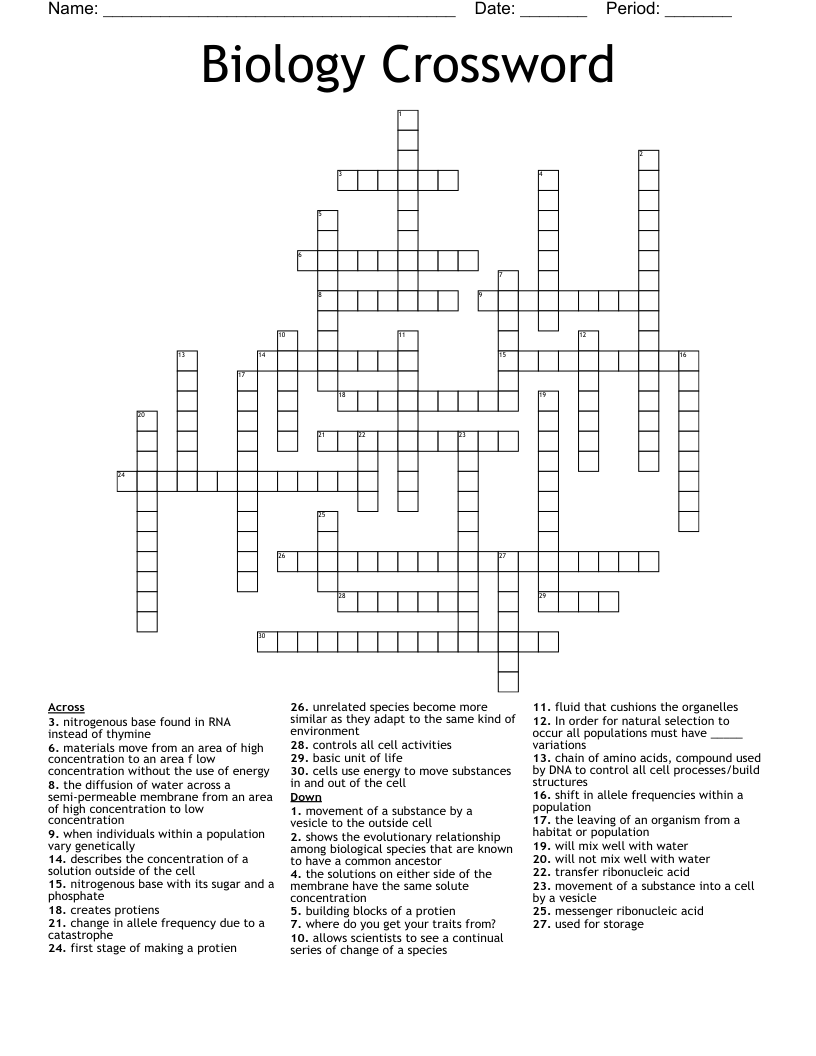 Biology Crossword