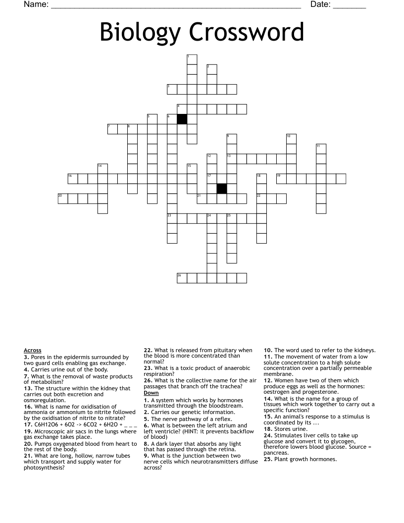 Biology Crossword