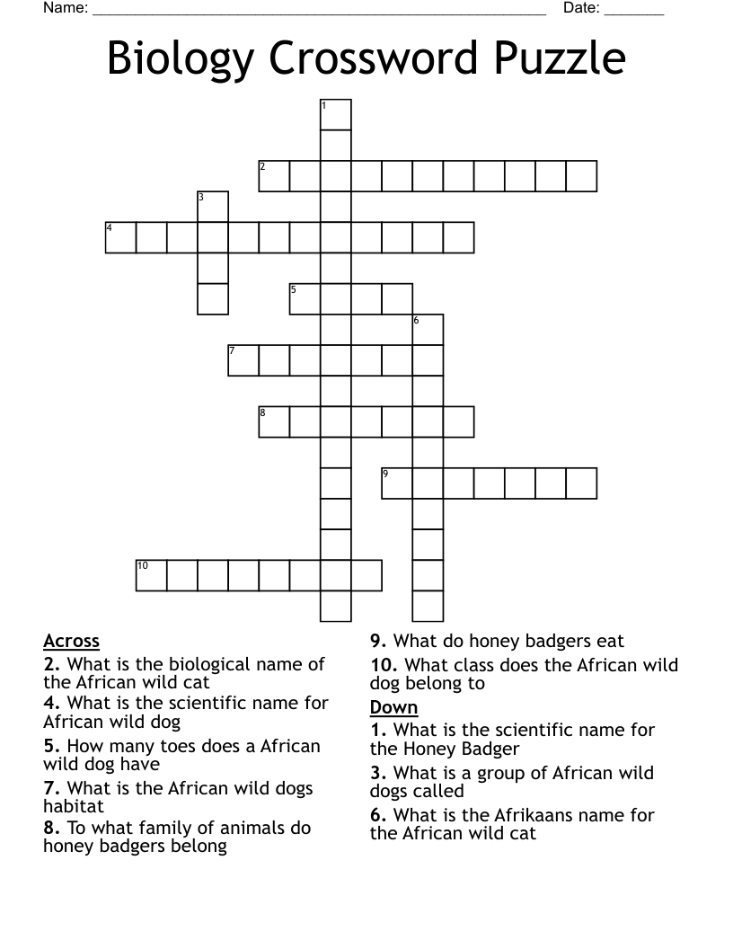 Biology Crossword Puzzle