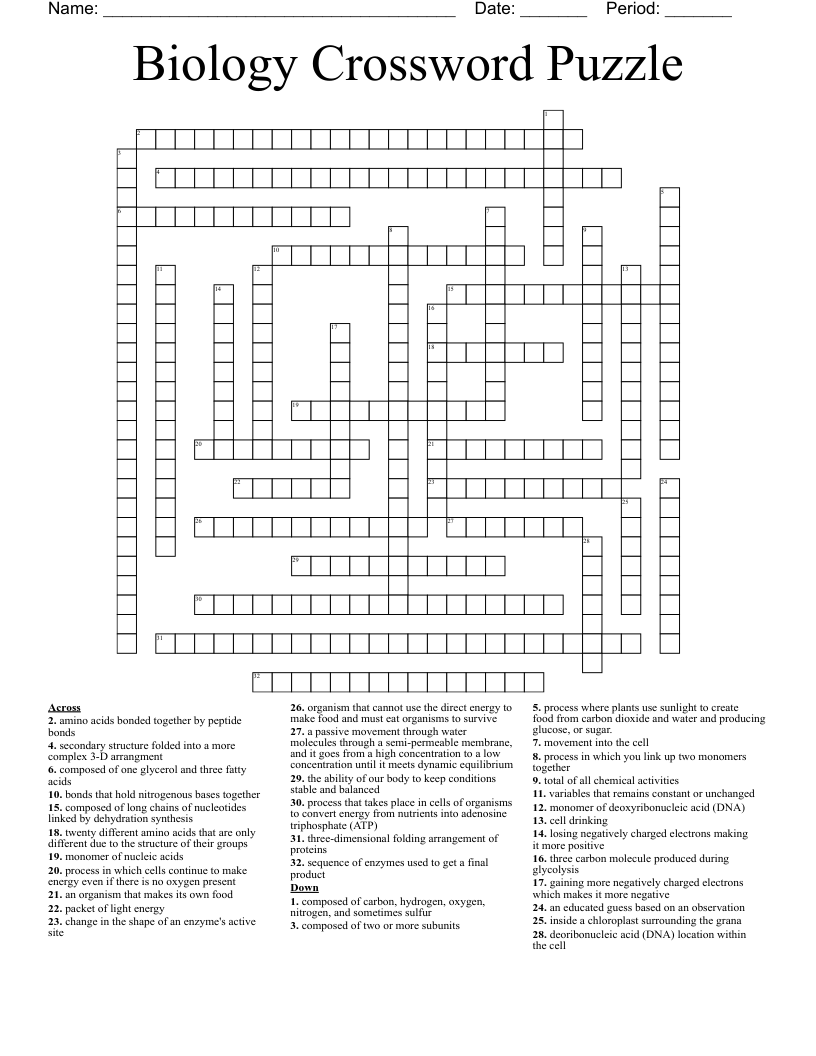 Biology Crossword Puzzle