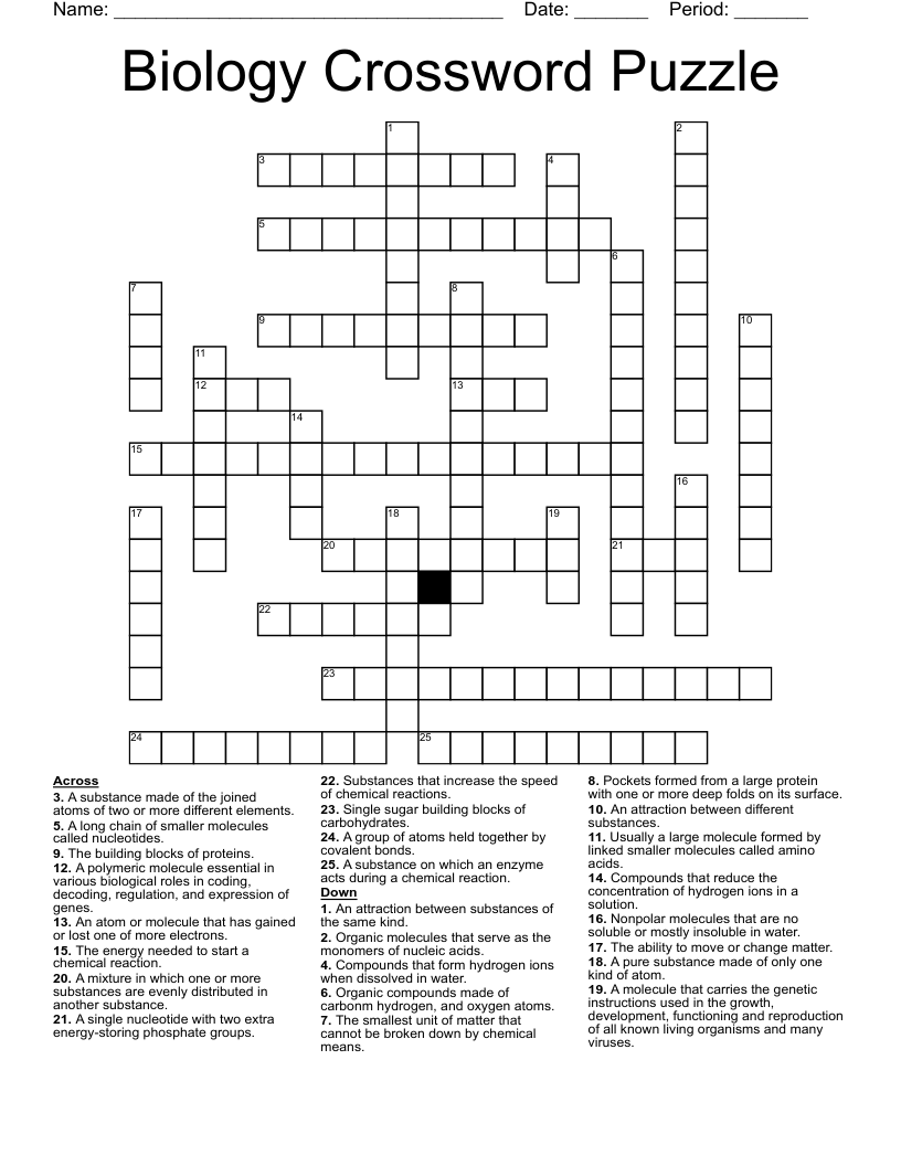 Biology Crossword Puzzle