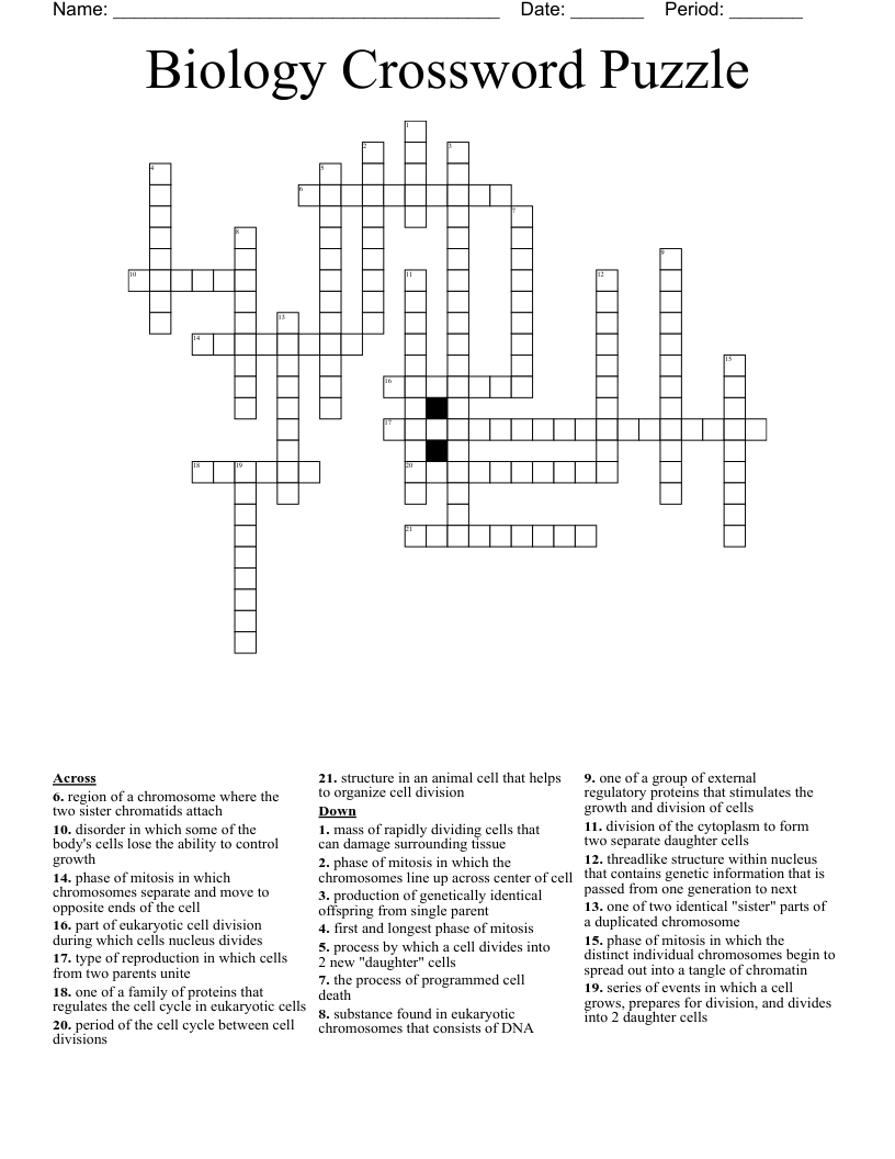 Biology Crossword Puzzle