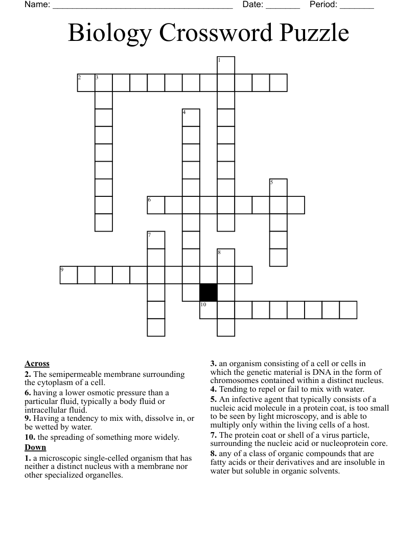 Biology Crossword Puzzle