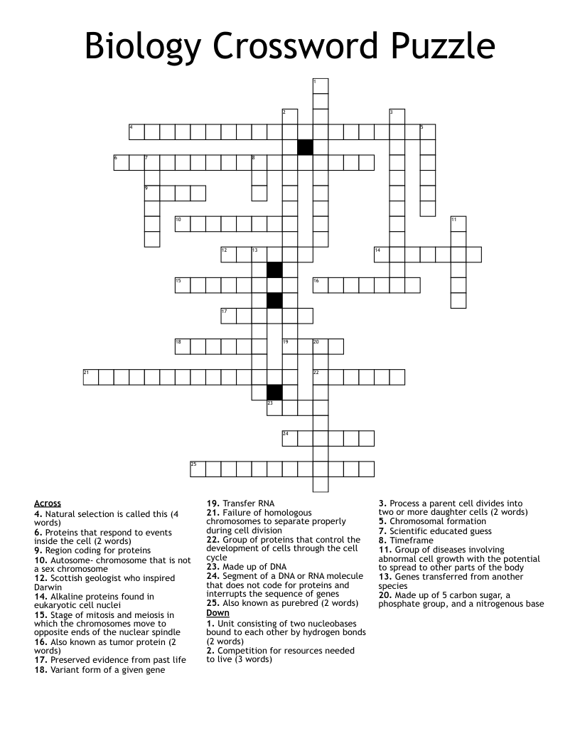 Biology Crossword Puzzle