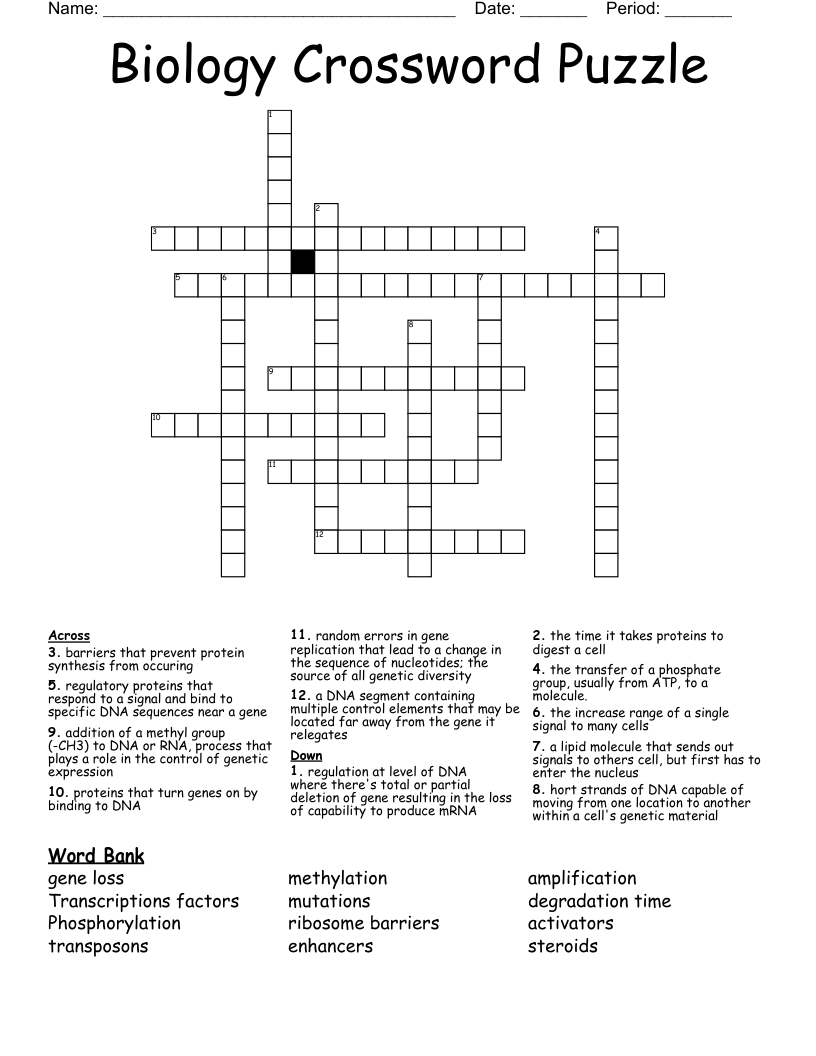 Biology Crossword Puzzle