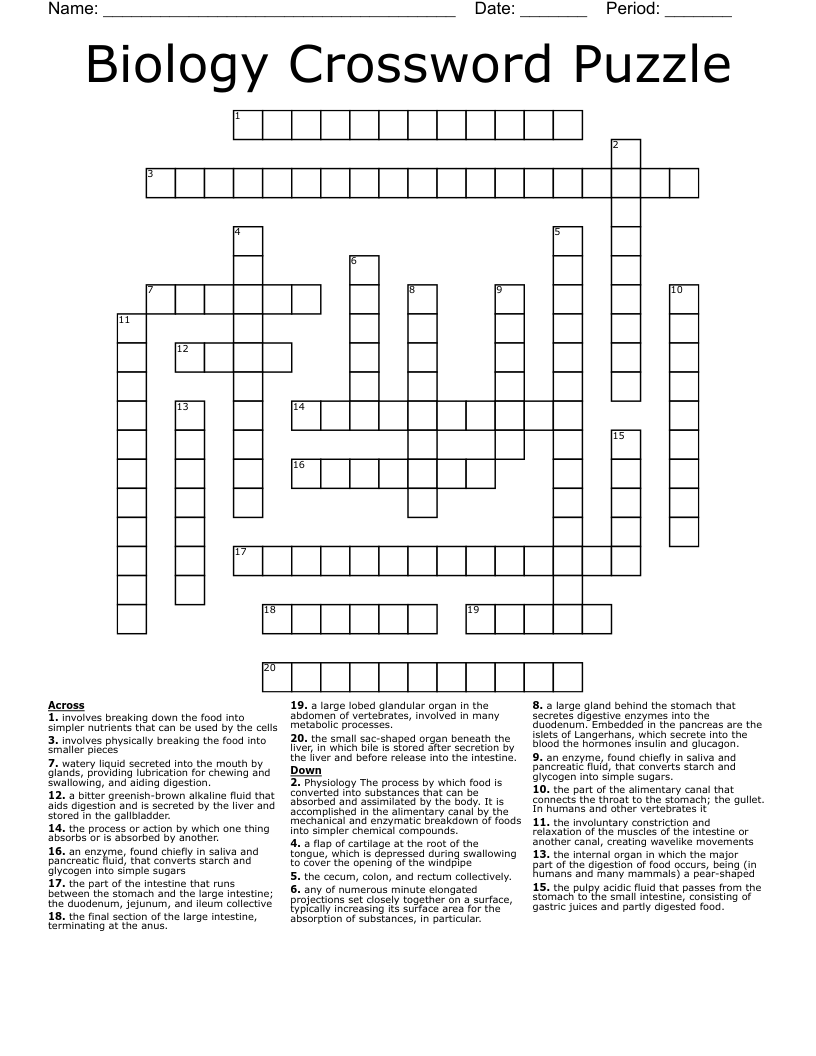 Biology Crossword Puzzle