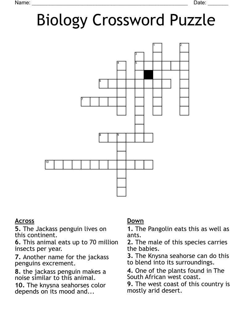 Biology Crossword Puzzle 