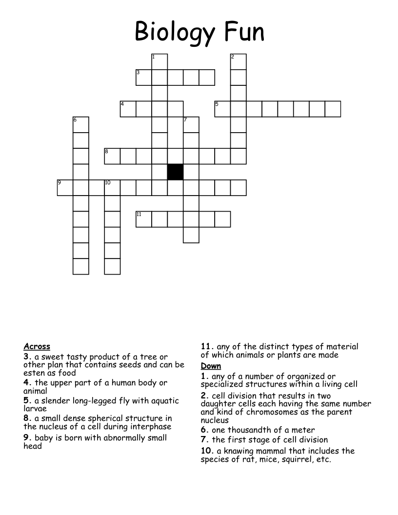 Biology Fun Crossword