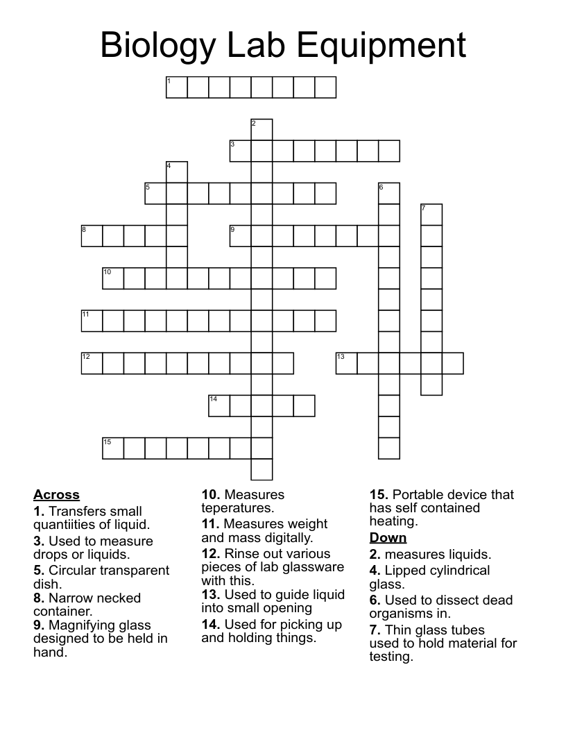 Biology Lab Equipment Crossword
