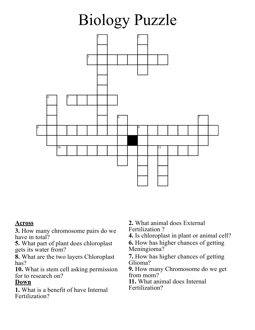 Biology Puzzle Crossword