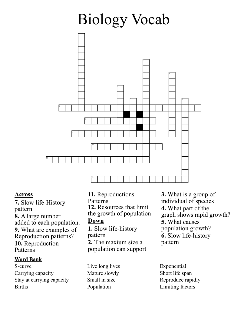 Biology Vocab Crossword
