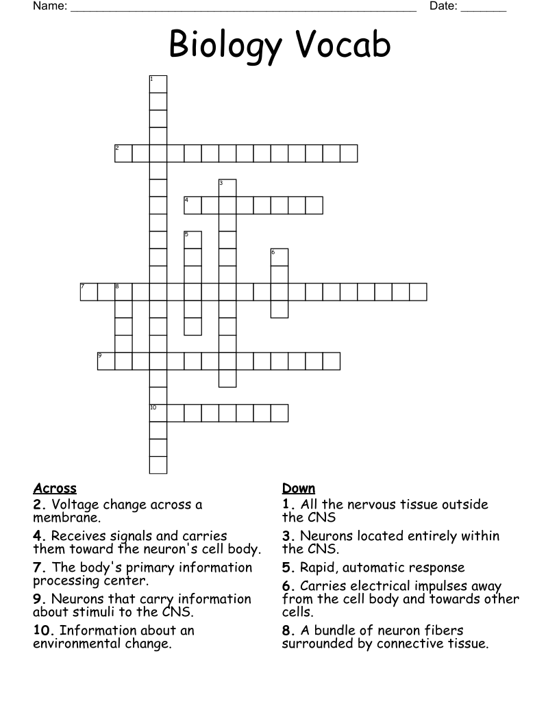 Biology Vocab Crossword