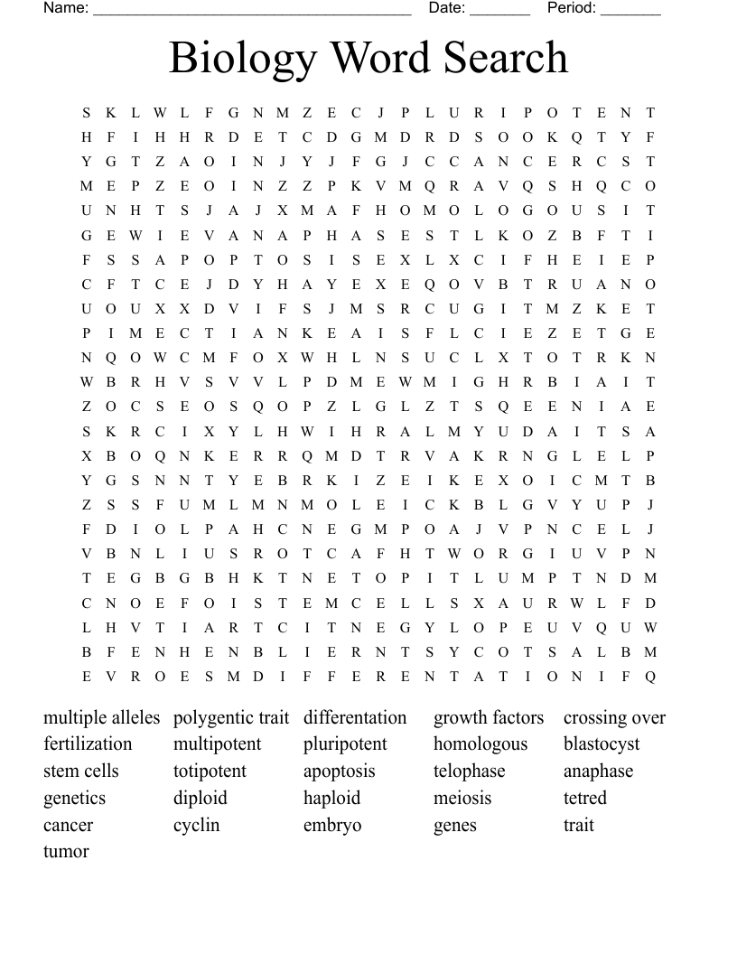 Biology Word Search