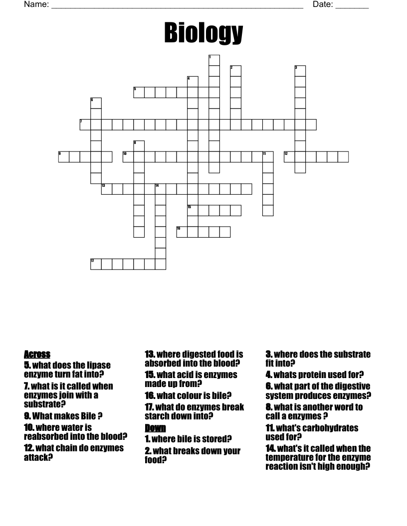 Biology  Crossword